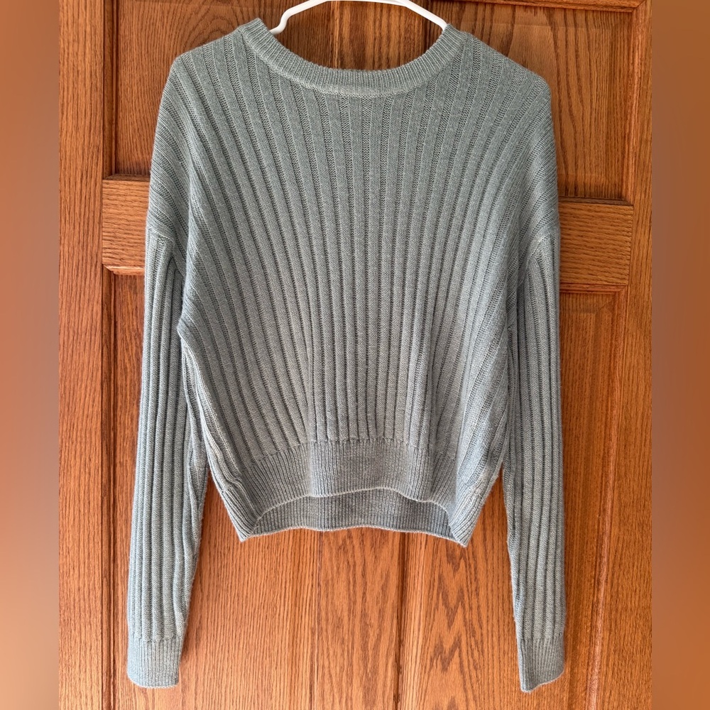 H&M Ribbed Crew Neck Sweater - Light Gray